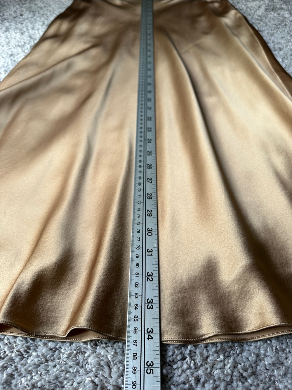 Lauren Ralph Lauren Champagne Gold Silk Satin A-Line Skirt - Picture 7 of 7